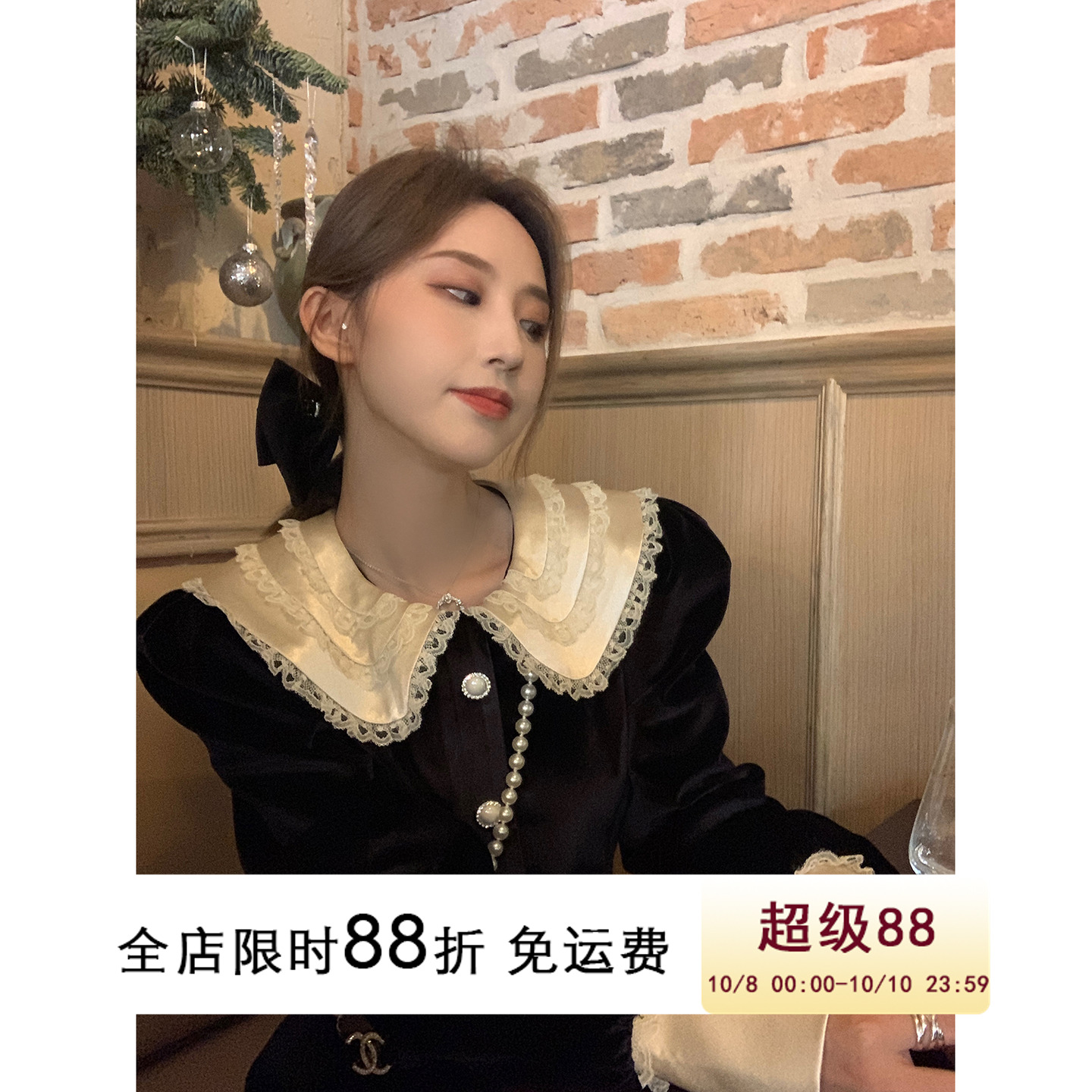 mls在逃千金丝绒连衣裙