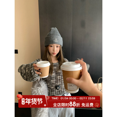 MLS艺术感韩系扎染针织衫女