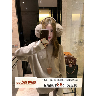 韩女卷边衫 2025宽松舒适打底衫 软糯慵懒针织衫 新款 女秋冬季 MLS