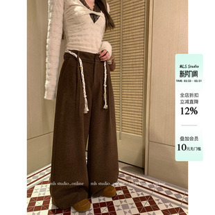 绑带垂感显瘦毛呢休闲裤 MLS 女宽松法式 2026春夏新款 腿精报恩裤