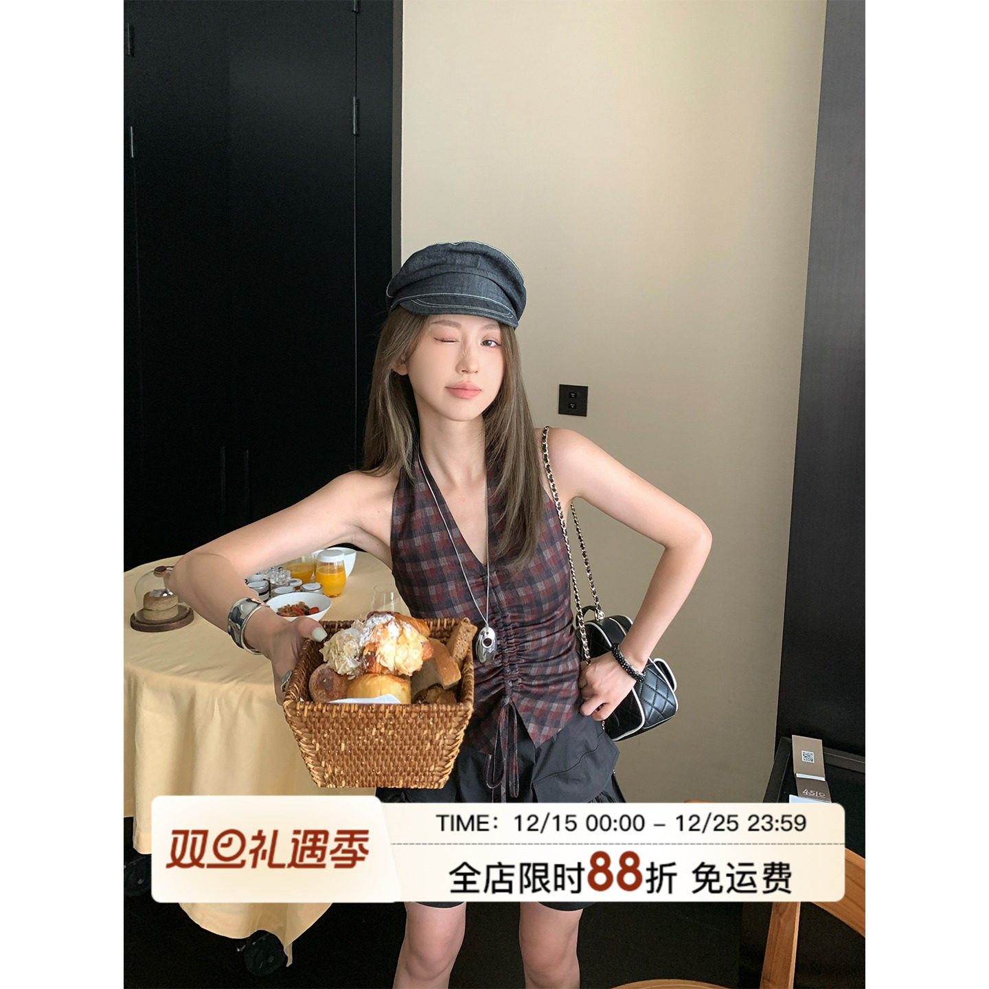 MLS 街头派 多口袋设计感小众工装中裤女夏季宽松休闲百搭短裤