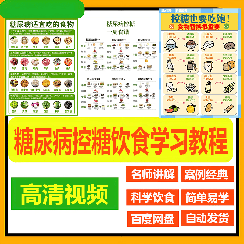 糖尿病人食谱电子版糖友患者饮食调理营养控糖餐一日三餐做法教学