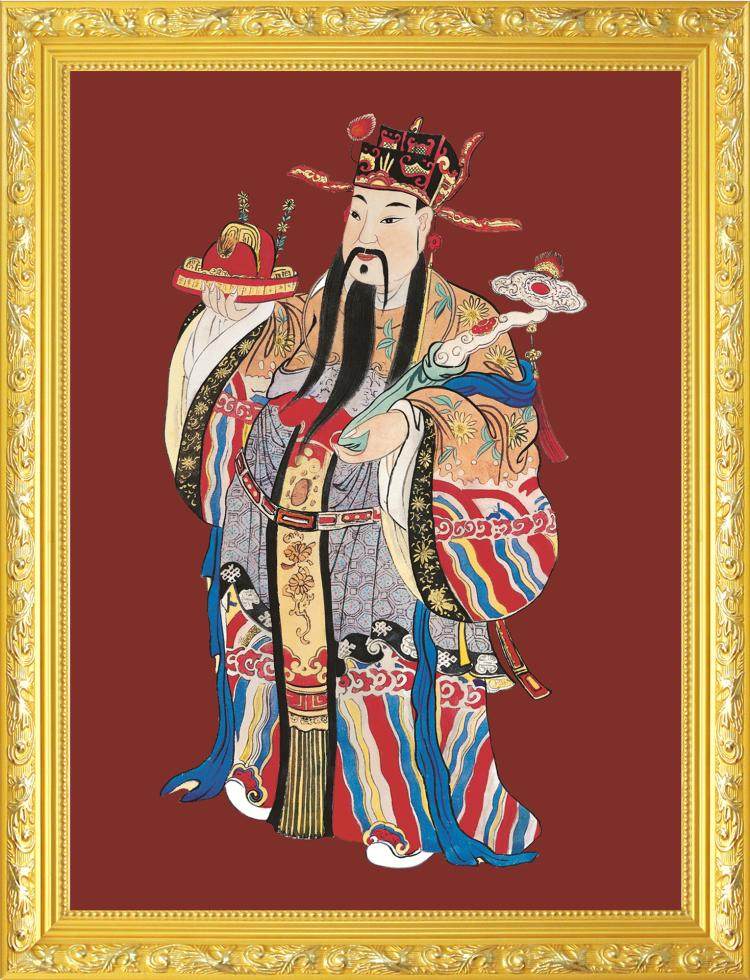 大小款禄神画像文昌帝君神像画像客厅挂像挂画贴画可带实木框_虎窝淘