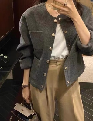 ◆伊莎蓓拉圆领双面羊绒大衣女冬