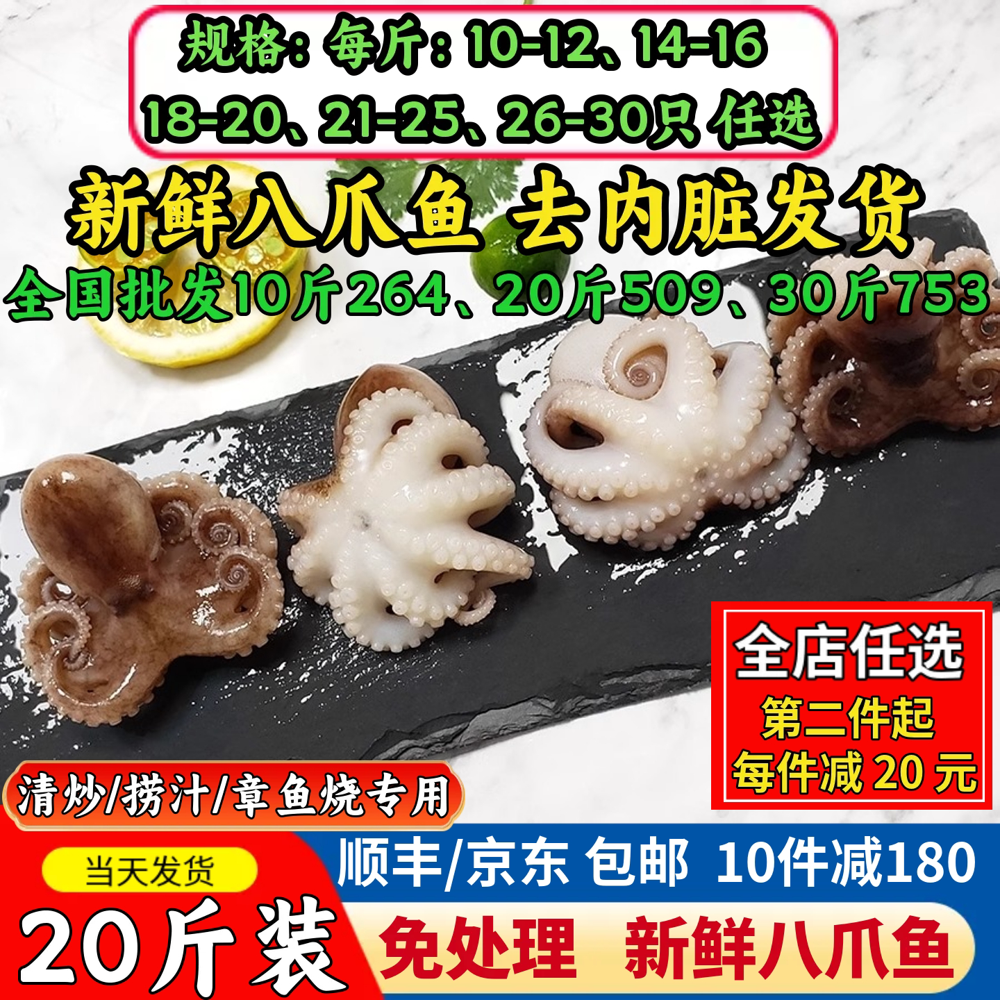 新鲜八爪鱼迷你章鱼小丸子鲜活水产短腿章鱼烧捞汁小海鲜商用批发