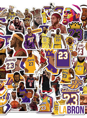 50张湖人篮球明星贴纸勒布朗詹姆斯热火骑士行李箱涂鸦贴画防水