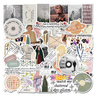 50张女星Taylor Swift霉霉贴纸笔记本电脑吉他滑板水杯防水贴画