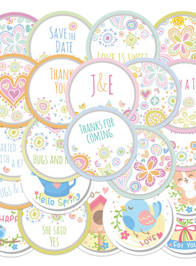 22张小清新贴纸手机壳手账本笔记本电脑iPad保温杯水杯装饰贴画