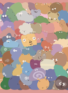 100张原创手绘ins风小贴纸手机壳手账本iPad笔记本电脑水杯贴画