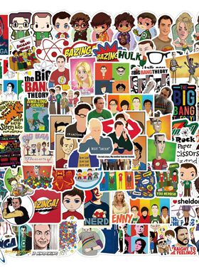 100张美剧生活大爆炸贴纸笔记本电脑手账本水杯手机装饰防水贴画