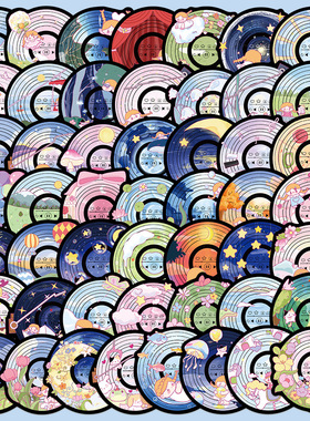 50张创意少女的唱片奇幻梦境贴纸原创手机手账本装饰diy防水贴画