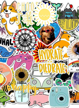 100张小清新涂鸦手账贴纸贴画行李箱水杯头盔电脑防水DIY装饰手帐