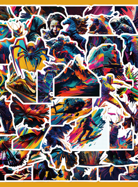 50张魔幻主义插图贴纸笔记本电脑手账本手机壳跨境装饰防水贴画