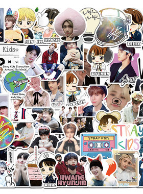 100张韩国男团Stray Kids涂鸦贴纸装饰电脑行李箱防水可移动贴画