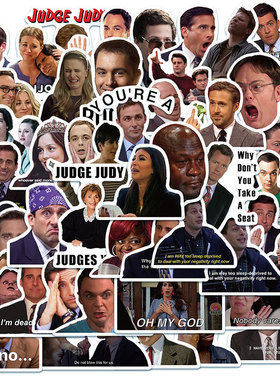 50张欧美表情包贴纸搞笑笔记本电脑手账本手机壳装饰防水DIY贴画