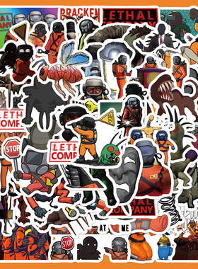 62张Lethal company贴纸手账本透明手机壳DIY装饰图案行李箱贴画