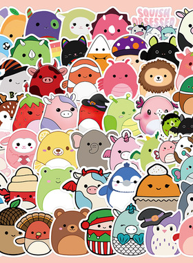 52张卡通squish mallow贴纸笔记本电脑手账本保温杯装饰diy贴画