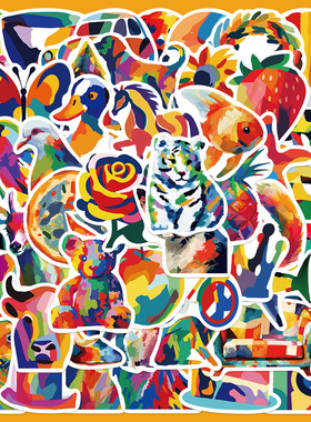 50张涂鸦系列贴纸笔记本电脑手账本手机壳吉他滑板卡通装饰贴画