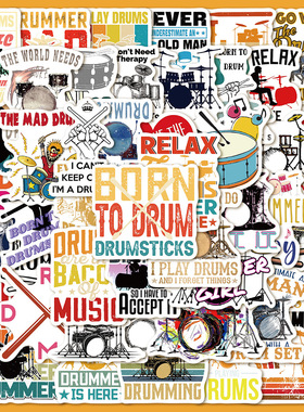 50张鼓手摇滚Drummer Rock Musician Sticker贴纸笔记本手账贴画