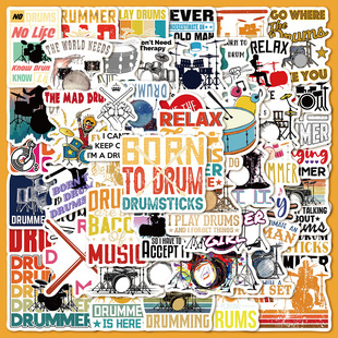 50张鼓手摇滚Drummer Rock Musician Sticker贴纸笔记本手账贴画