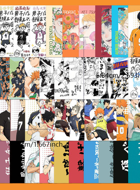 43张热门动漫排球少年贴纸行李箱手账本保温杯装饰防水diy贴画