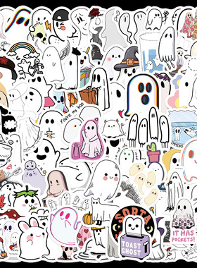100张可爱鬼贴纸笔记本电脑手账本手机行李箱保温杯装饰卡通贴画