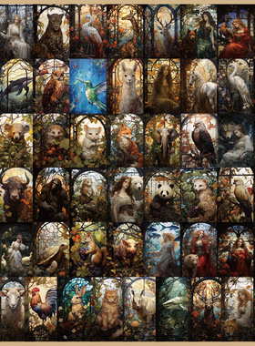 55张玻璃窗动物人物贴纸行李箱笔记本电脑保温杯跨境爆款装饰贴画