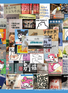 65张摆烂表情包贴纸搞笑电脑水杯手账手机壳搞怪装饰防水DIY贴画