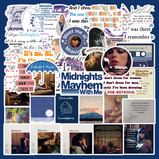 50张霉霉新专辑《Midnights》贴纸明星周边泰勒·斯威夫特贴画