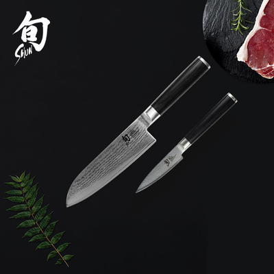 【旬旗舰店】旬刀大马士革厨房厨师刀三德刀日式刀水果刀两件套