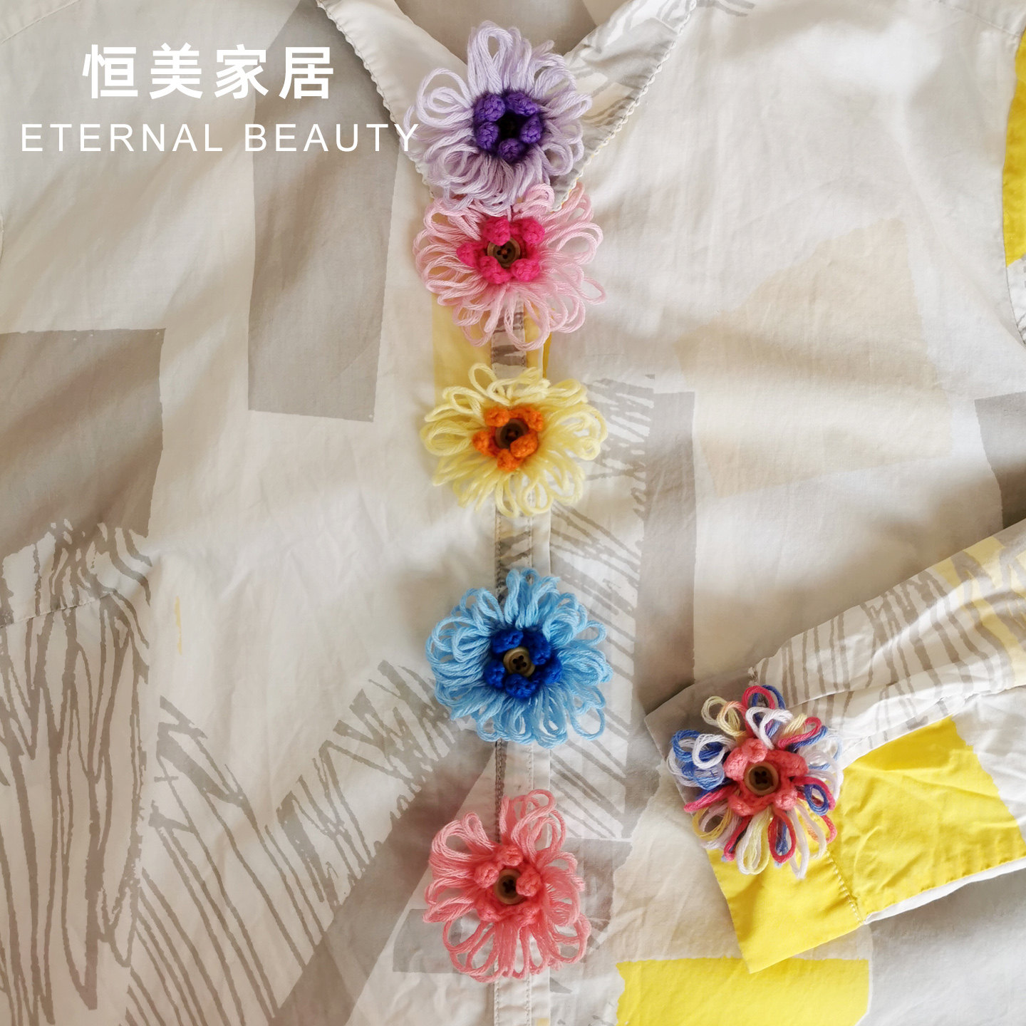 毛线纽扣套手工钩织成品撞色百搭编织创意立体装饰衣服扣花朵配饰图片