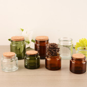 蜡烛罐杯100ml茶色200广口杯瓶棕色透明大口绿色烛台玻璃瓶木塞瓶