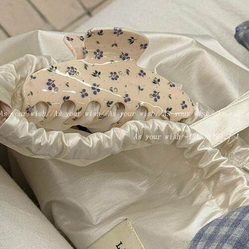 法式复古碎花樱桃镶钻盘发抓夹