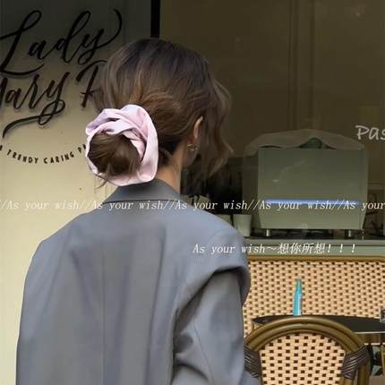 高品质丝光缎面大肠发圈超大号纯色高级感低马尾发绳气质少女发饰