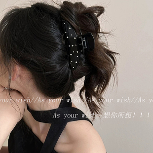 满天星超闪水钻醋酸抓夹女新款 高级感发夹后脑勺半扎发鲨鱼夹发饰