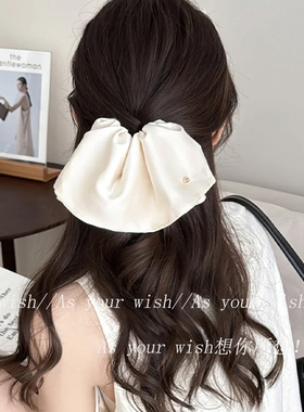 在逃公主法式温柔发抓设计感缎面裙摆马尾夹高级感时尚半披发发夹