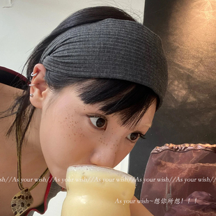 高颅顶神器 宽边时髦头箍加宽复古纯色坑边发箍ins感发饰 个性