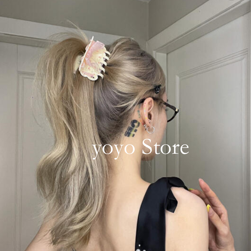 甜美温柔小碎花丝带蝴蝶结抓夹头饰女奶油风后脑勺盘发鲨鱼夹发饰