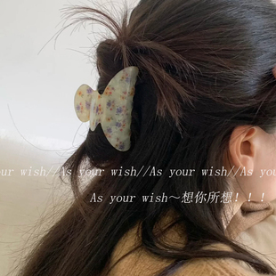 少女氛围感小碎花抓夹中号韩系ins鸡毛头半扎发后脑勺盘发鲨鱼夹