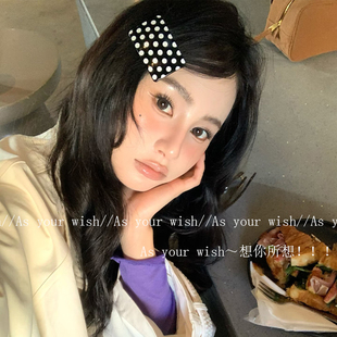 博主同款 刘海夹 小众设计小方块波点弹簧夹边夹甜酷辣妹百搭时尚