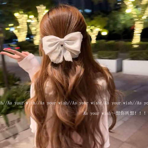 法式缎面蕾丝蝴蝶结弹簧夹