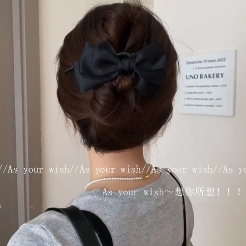 黑色蝴蝶结扭扭夹高级感发夹