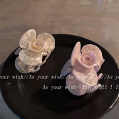 冷清感人鱼姬花朵醋酸抓夹女中号头饰发夹半扎发后脑勺盘发鲨鱼夹