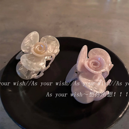 冷清感人鱼姬花朵醋酸抓夹女中号头饰发夹半扎发后脑勺盘发鲨鱼夹