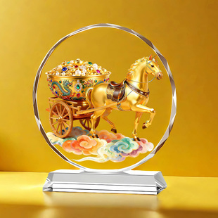 马上有钱聚财水晶摆件客厅招财马到成功玄关乔迁开业送礼桌面摆台