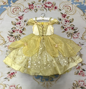 美国迪士尼公主古董裙美女与野兽贝儿公主女童连衣裙Vintage 绝版
