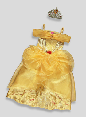 迪士尼美女与野兽贝儿公主裙儿童连衣裙bella costume for kids