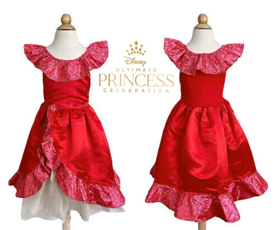 美国disney艾莲娜elena avalor公主裙礼服兒童紅色長裙變幻沙龍款