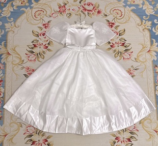 圆舞裙~儿童婚纱礼服钢琴演出服装花童公主裙纱裙女童晚礼服拖地