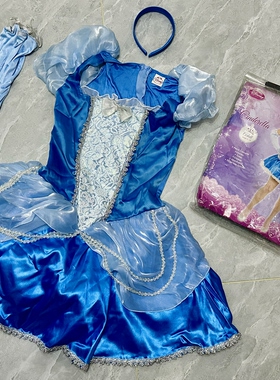 實拍迪士尼公主Cinderella灰姑娘Cosplay裙成人扮演服舞台演出服